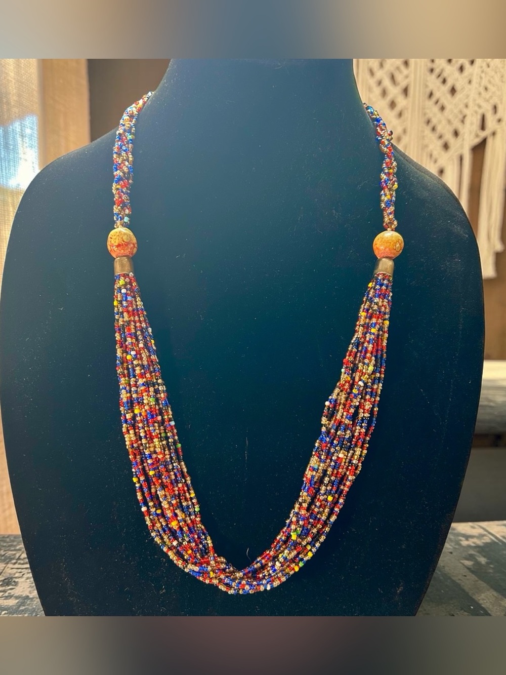 Bohemian Artisan Multi-Colored Beaded Necklace
